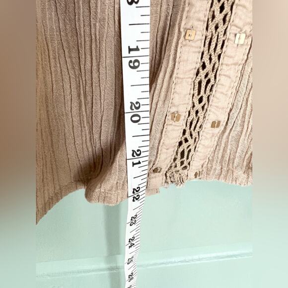 Free People Summer Stars Beige Top Small bottom bohemian balloon sleeve crochet - Picture 7 of 10